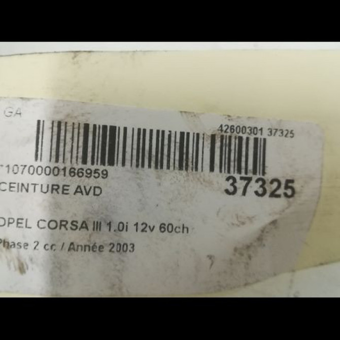 Ceinture avant droite occasion OPEL CORSA III Phase 2 08-2003->09-2006 1.0i 12v 60ch 13122374 4