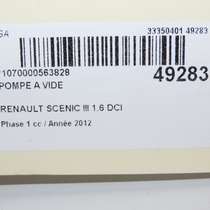 Pompe a vide occasion RENAULT SCENIC III Phase 1 04-2009->11-2011 1.6 DCI 130ch 6