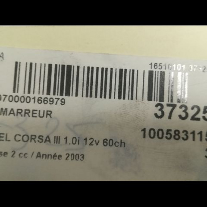 Démarreur occasion OPEL CORSA III Phase 2 08-2003->09-2006 1.0i 12v 60ch 55568572 3