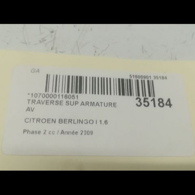 Traverse supérieure armature avant occasion CITROEN BERLINGO I Phase 2 11-2002->10-2010 1.6 HDi 75ch 2
