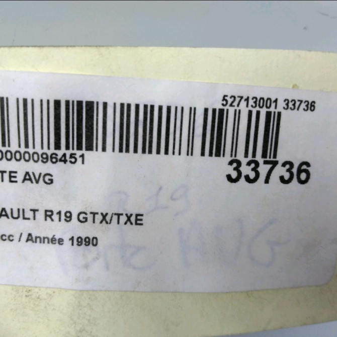 Porte avant gauche occasion RENAULT 19 Phase 1 07-1989->04-1992 7751467505 5