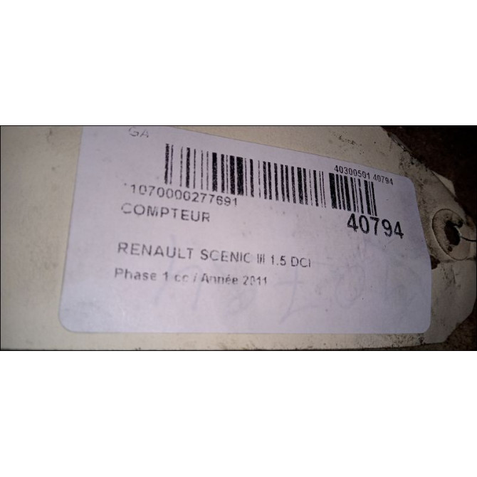 Compteur occasion RENAULT SCENIC III Phase 1 04-2009->11-2011 1.5 DCI 110ch 248103583R 3