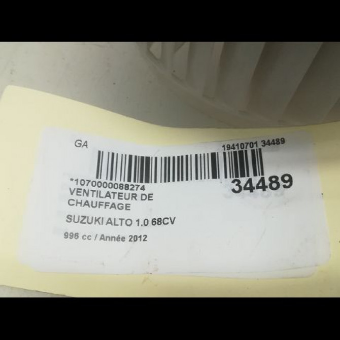 Ventilateur de chauffage occasion SUZUKI ALTO III Phase 1 01-2009->... 1.0i 74250M68K10000 3