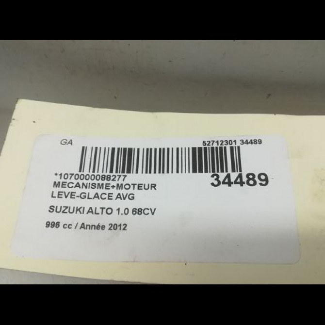 Mecanisme+moteur leve-glace avg occasion SUZUKI ALTO III Phase 1 01-2009->... 1.0i 83402M68K12000 5