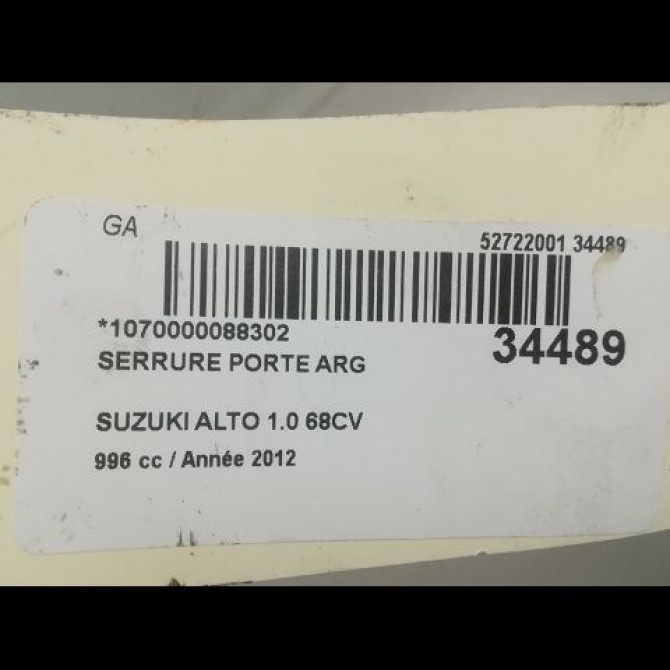 Serrure porte arg occasion SUZUKI ALTO III Phase 1 01-2009->... 1.0i 82302M68K01000 4