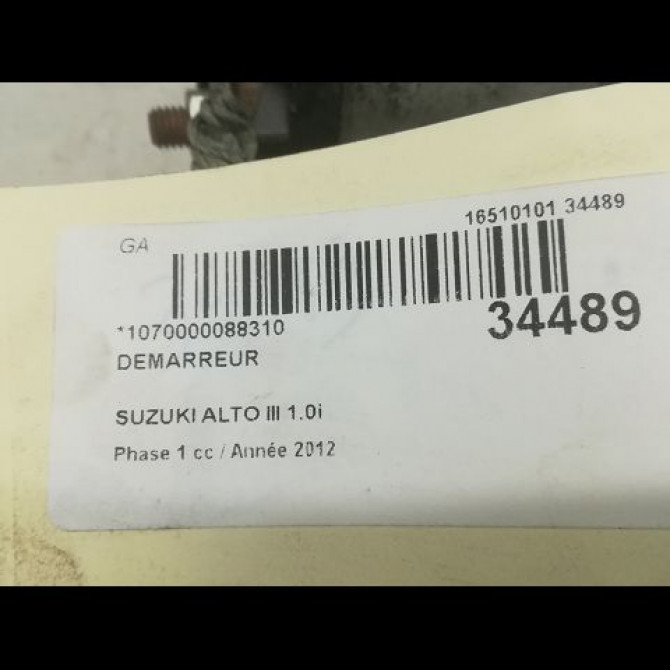 Démarreur occasion SUZUKI ALTO III Phase 1 01-2009->... 1.0i 31100M68K10000 5