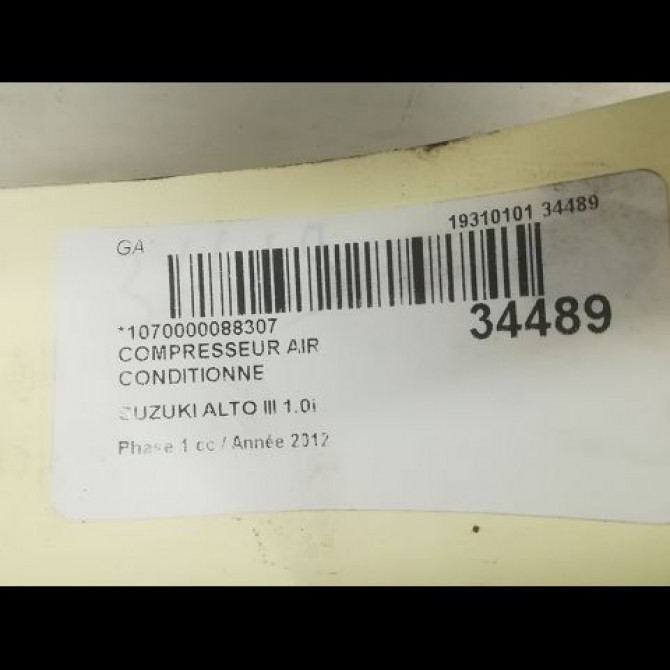 Compresseur air conditionne occasion SUZUKI ALTO III Phase 1 01-2009->... 1.0i 5