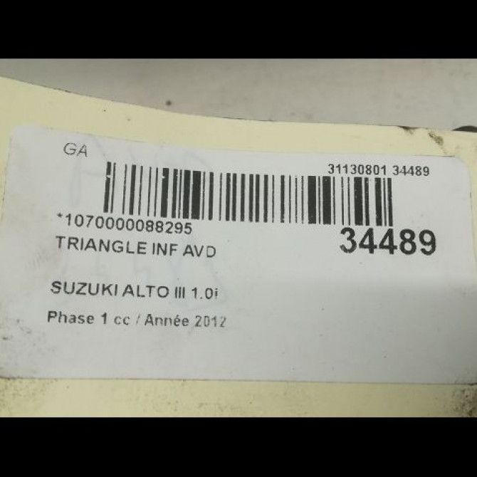 Triangle inf avd occasion SUZUKI ALTO III Phase 1 01-2009->... 1.0i 45201M68K00000 3