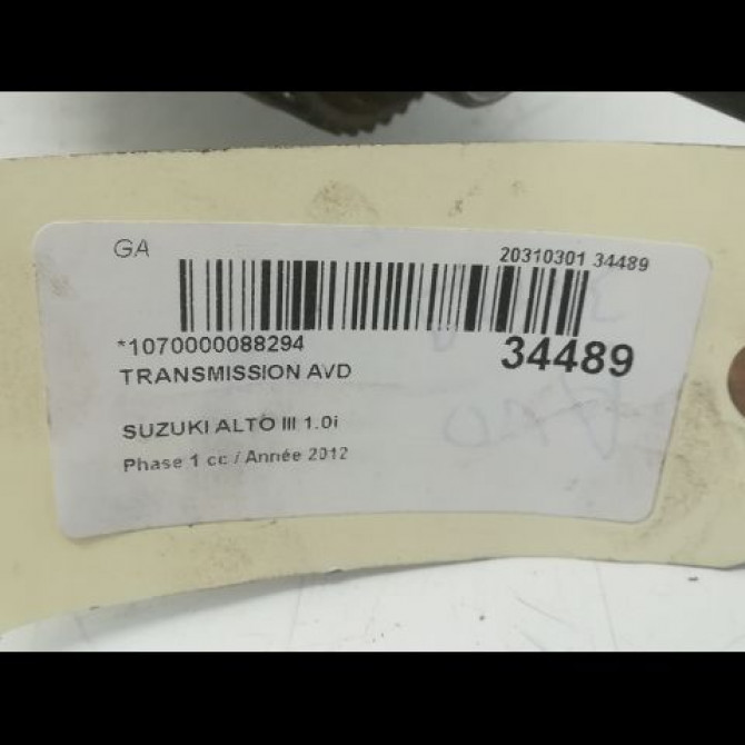 Transmission avant droite occasion SUZUKI ALTO III Phase 1 01-2009->... 1.0i 44101M68K51000 4