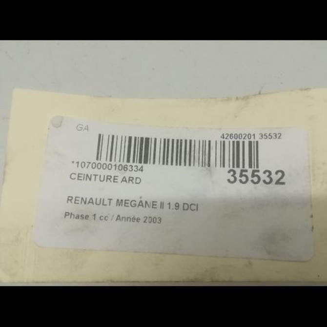 Ceinture arrière droite occasion RENAULT MEGANE II Phase 1 09-2003->12-2005 1.9 DCI 120ch 8200309223 5