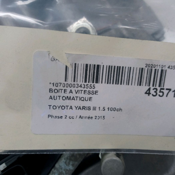 Boîte à vitesse automatique occasion TOYOTA YARIS III Phase 2 06-2014->... 1.5 100ch 3090052010 6