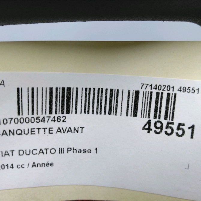 Banquette avant occasion FIAT DUCATO III Phase 1 06-2006->10-2014 2.3 D Turbo Multijet 130ch 7