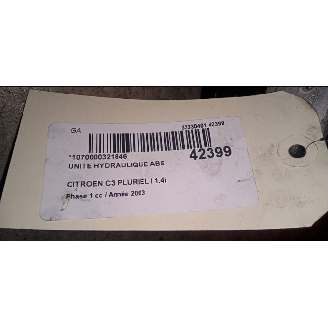 Unité hydraulique ABS occasion CITROEN C3 PLURIEL I Phase 1 04-2003->09-2008 1.4i 4541G4 4