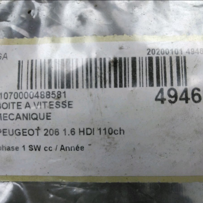 Boîte à vitesse mecanique occasion PEUGEOT 206 206 phase 1 SW 2002-06-01->2006-12-31 1.6 HDI 110ch 223104 6