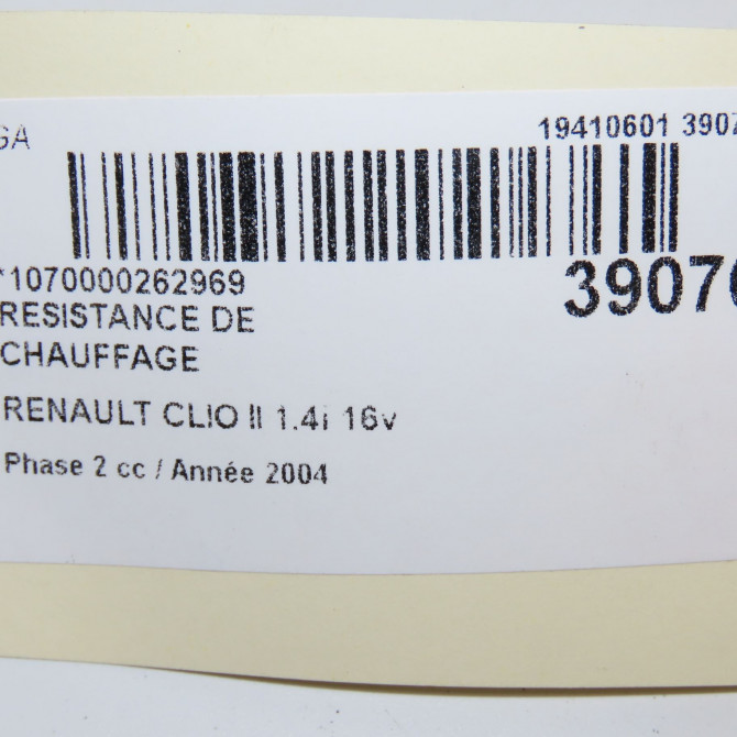 Resistance de chauffage occasion RENAULT CLIO II Phase 2 06-2001->07-2006 1.4i 16v 7701067033 5