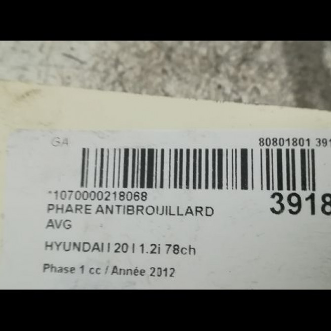 Phare antibrouillard avant gauche occasion HYUNDAI I 20 I Phase 1 04-2009->06-2012 1.2i 78ch 3