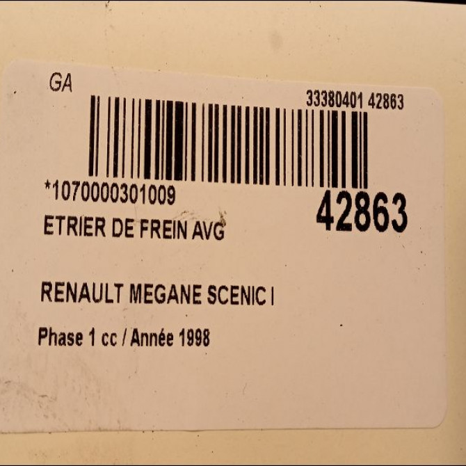 Etrier de frein avant gauche occasion RENAULT MEGANE SCENIC I Phase 1 09-1996->08-1999 1.9 D 7701203659 3