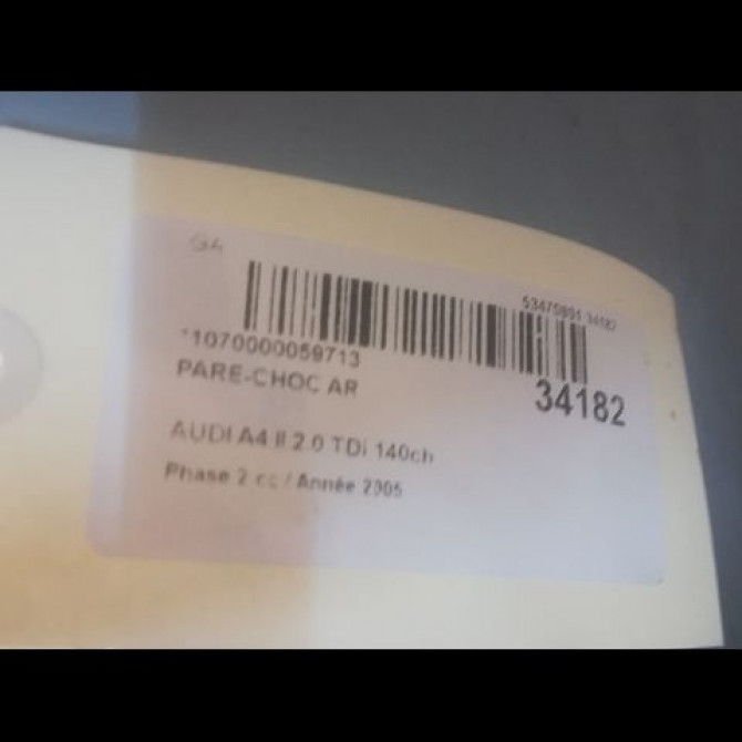 Pare-choc arrière occasion AUDI A4 II Phase 2 09-2004->04-2008 2.0 TDi 140ch 8E9807301KGRU 2