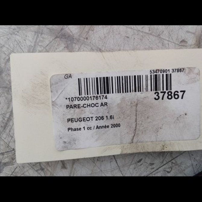 Pare-choc arrière occasion PEUGEOT 206 Phase 1 09-1998->03-2009 1.6i 7410L5 4