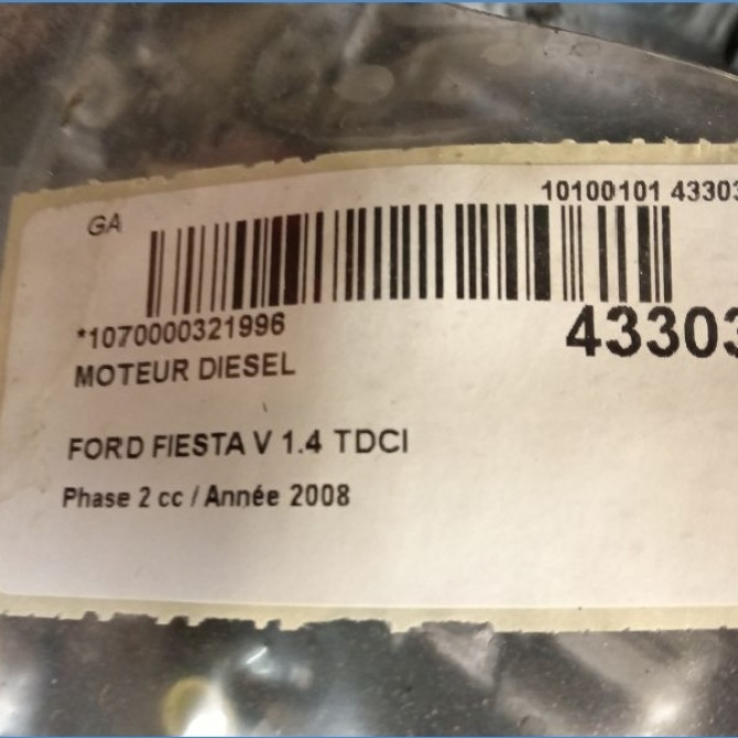 Moteur diesel occasion FORD FIESTA V Phase 2 10-2005->10-2008 1.4 TDCI 1484408 6