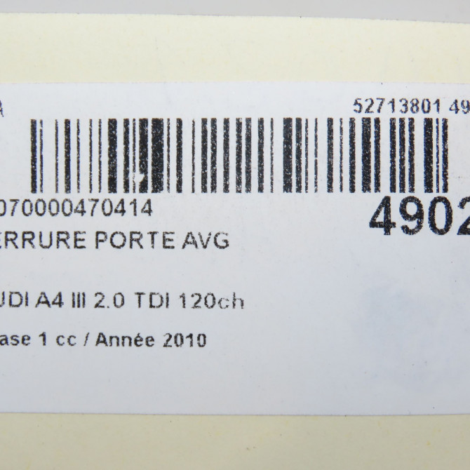 Serrure porte avg occasion AUDI A4 III Phase 1 01-2008->10-2011 2.0 TDI 120ch 8