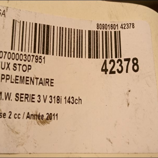 Feux stop supplementaire occasion B.M.W. SERIE 3 V Phase 2 09-2008->12-2011 318i 143ch 63257145519 3