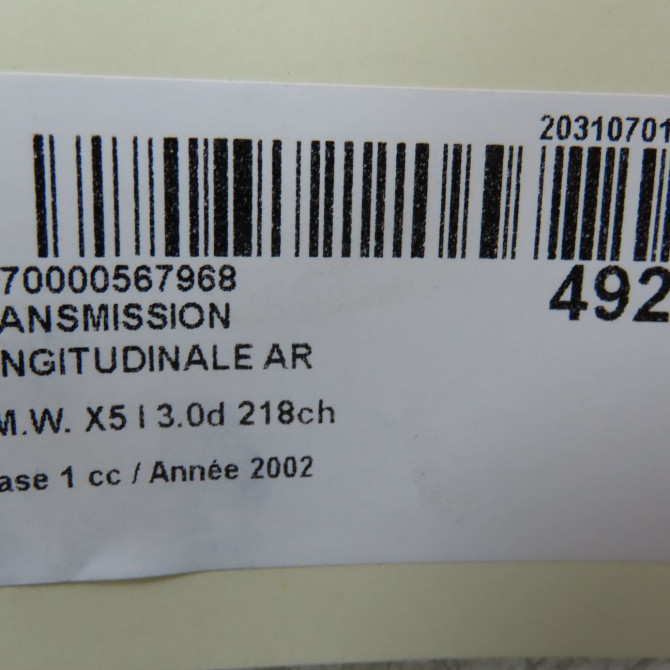 Transmission longitudinale ar occasion B.M.W. X5 I Phase 1 04-2000->12-2006 3.0d 218ch 5