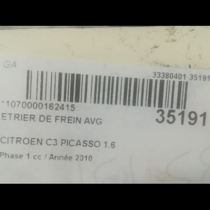 Etrier de frein avant gauche occasion CITROEN C3 PICASSO Phase 1 02-2009->08-2012 1.6 HDi 90ch 4400R6 3