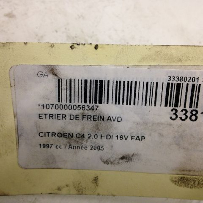 Etrier de frein avant droit occasion CITROEN C4 I Phase 1 11-2004->07-2008 2.0 HDi 138ch 1607376780 4