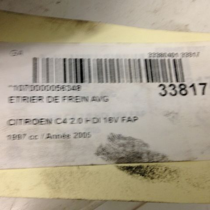 Etrier de frein avant gauche occasion CITROEN C4 I Phase 1 11-2004->07-2008 2.0 HDi 138ch 1607376680 4