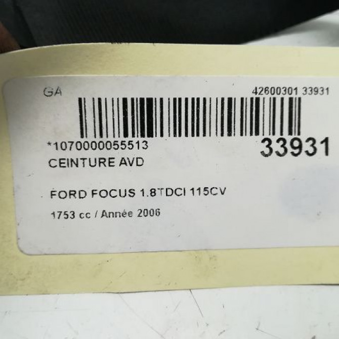 Ceinture avant droite occasion FORD FOCUS II Phase 1 09-2004->12-2007 1386696 3