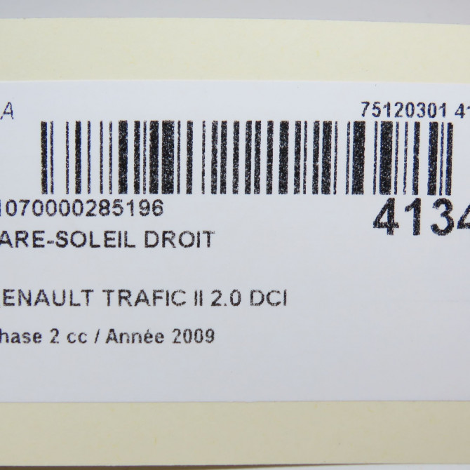 Pare-soleil droit occasion RENAULT TRAFIC II Phase 2 08-2006->... 2.0 DCI 16v 115ch 4