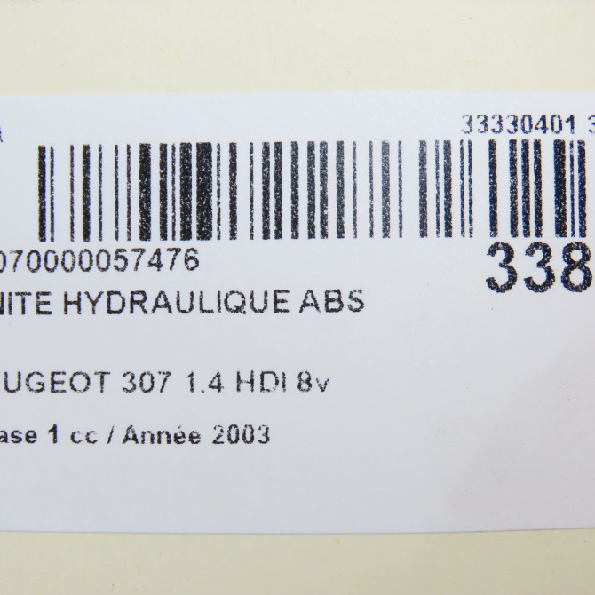 Unité hydraulique ABS occasion PEUGEOT 307 Phase 1 04-2001->06-2005 1.4 HDI 8v 70ch 4541T1 7