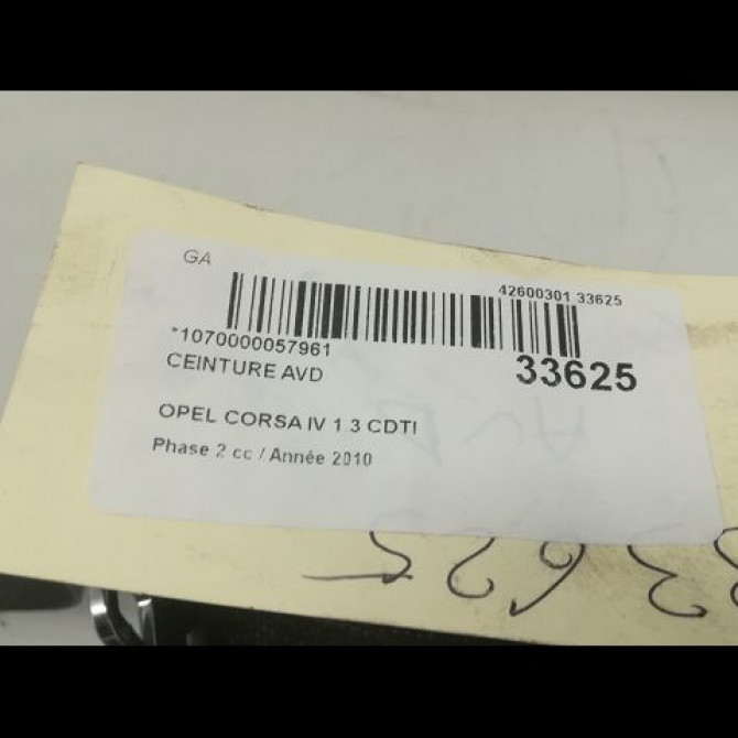 Ceinture avant droite occasion OPEL CORSA IV Phase 2 01-2011->03-2015 1.3 CDTI 75ch 13295982 4