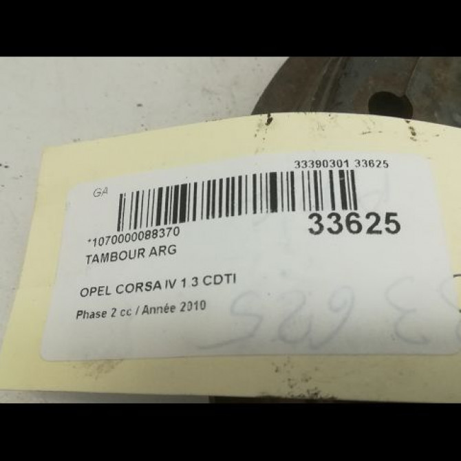 Tambour arrière gauche occasion OPEL CORSA IV Phase 2 01-2011->03-2015 1.3 CDTI 75ch 55704058 3