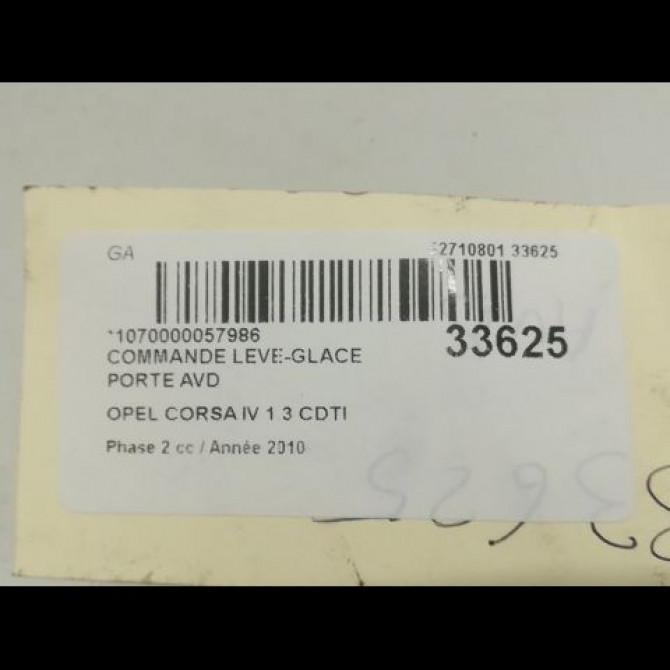 Commande lève-glace porte avant droite occasion OPEL CORSA IV Phase 2 01-2011->03-2015 1.3 CDTI 75ch 13206806 3