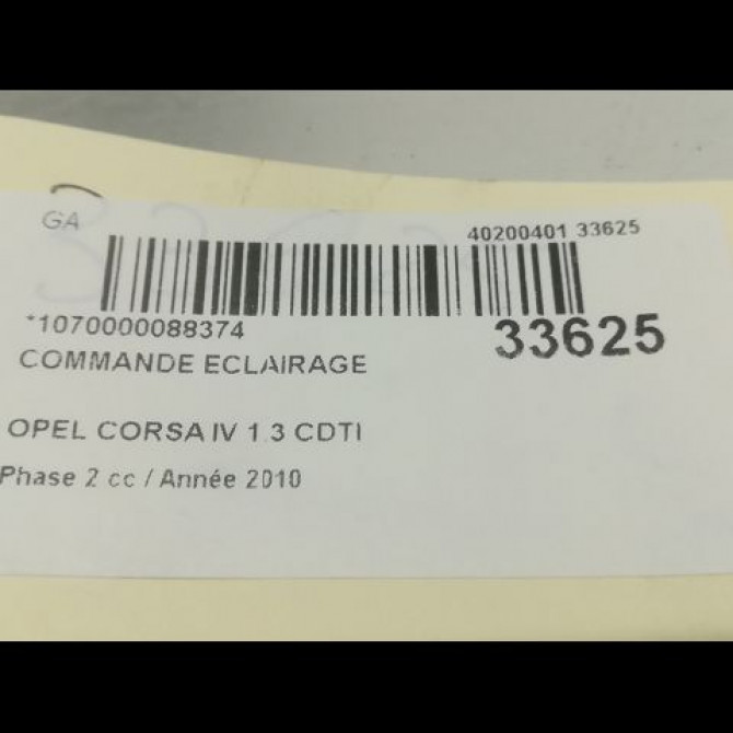 Commande eclairage occasion OPEL CORSA IV Phase 2 01-2011->03-2015 1.3 CDTI 75ch 13191079 3