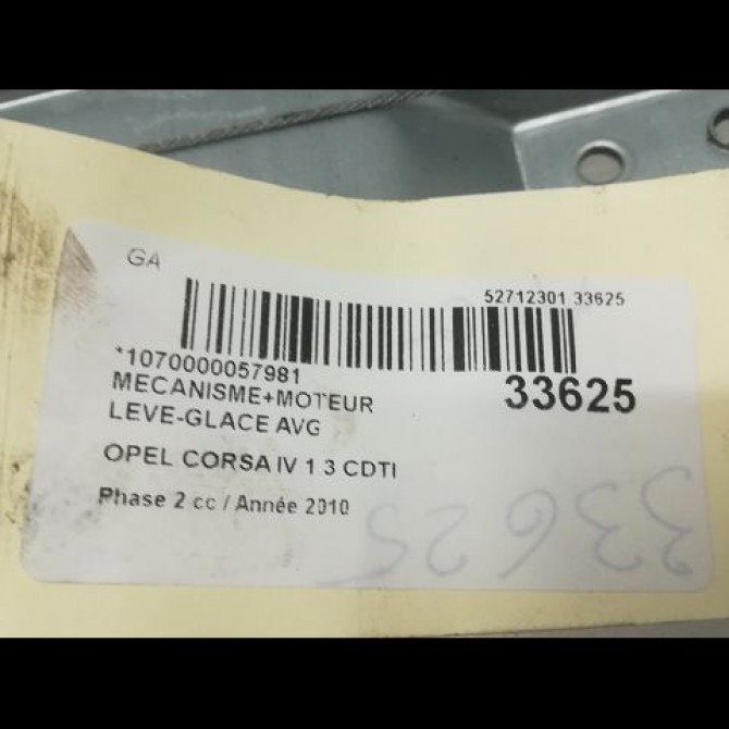 Mecanisme+moteur leve-glace avg occasion OPEL CORSA IV Phase 2 01-2011->03-2015 1.3 CDTI 75ch 39161986 5