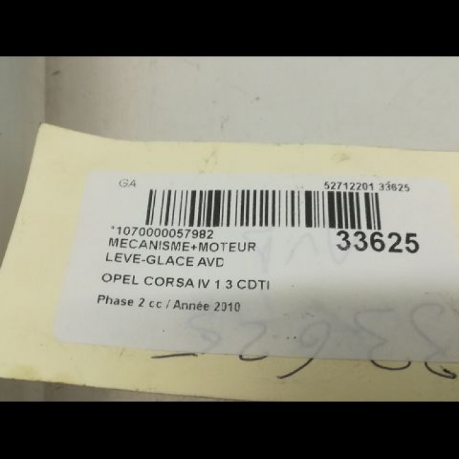 Mecanisme + moteur lève-glace avant droit occasion OPEL CORSA IV Phase 2 01-2011->03-2015 1.3 CDTI 75ch 13447039 5
