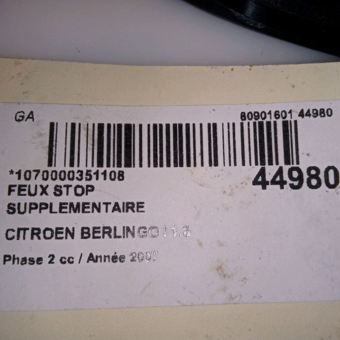 Feux stop supplementaire occasion CITROEN BERLINGO I Phase 2 11-2002->10-2010 1.6 HDi 75ch 5