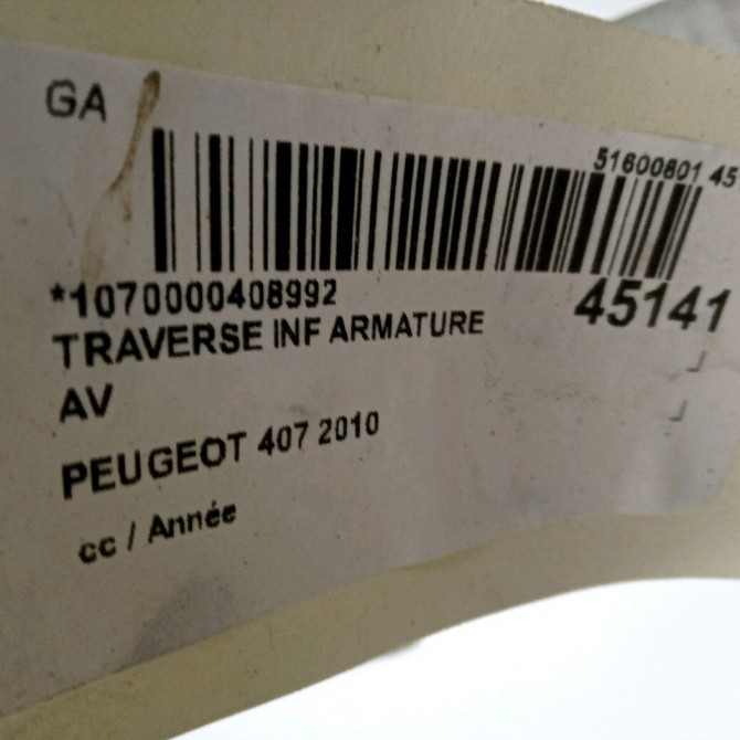 Traverse inférieure armature avant occasion PEUGEOT 407 2