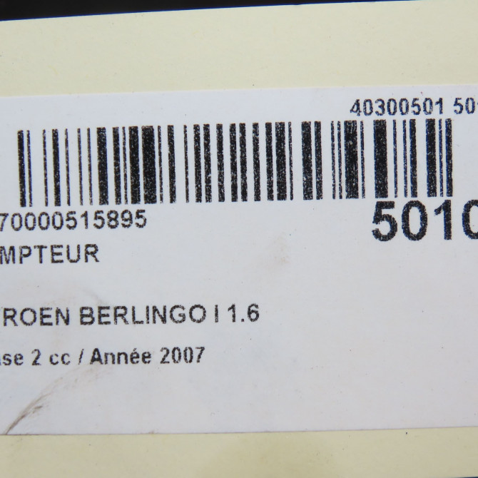 Compteur occasion CITROEN BERLINGO I Phase 2 11-2002->10-2010 1.6 HDi 75ch 6105V7 6