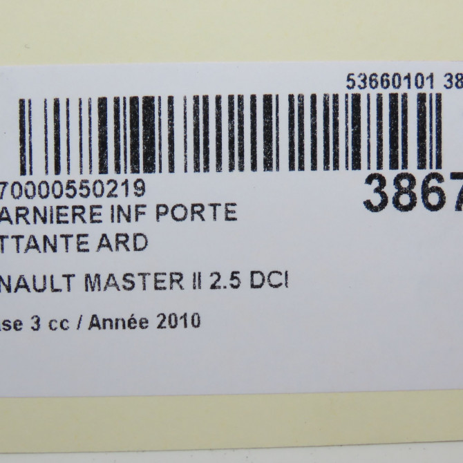 Charniere inf porte battante ard occasion RENAULT MASTER II Phase 3 06-2006->04-2010 2.5 DCI  120ch 8200521893 5