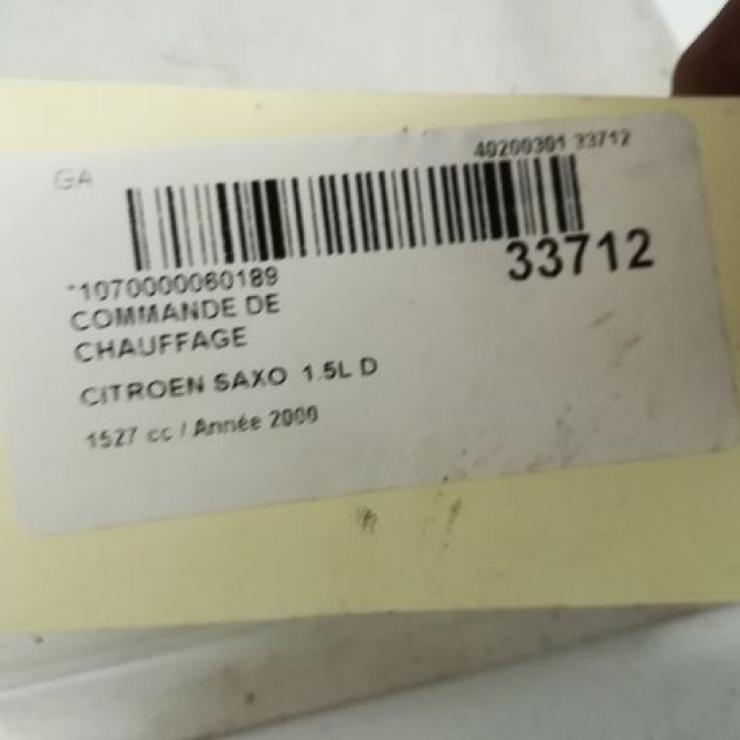 Commande de chauffage occasion CITROEN SAXO Phase 1 03-1996->09-1999 1.5D 6445G5 5