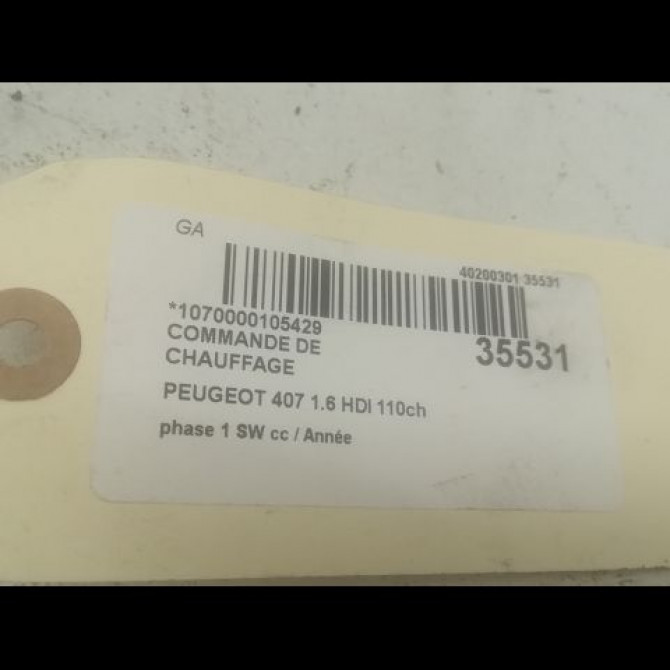 Commande de chauffage occasion PEUGEOT 407 phase 1 SW 07-2004->07-2008 1.6 HDI 110ch 6451VW 3