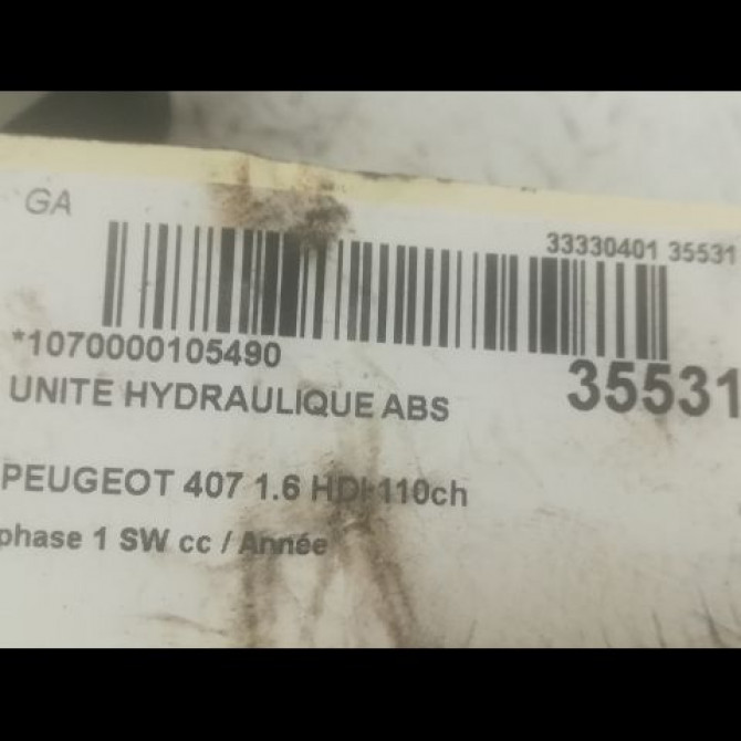 Unité hydraulique ABS occasion PEUGEOT 407 phase 1 SW 07-2004->07-2008 1.6 HDI 110ch 4541FC 3