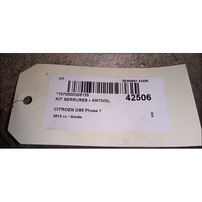 Kit serrures + antivol occasion CITROEN DS5 Phase 1 06-2011->... 9675303280 2