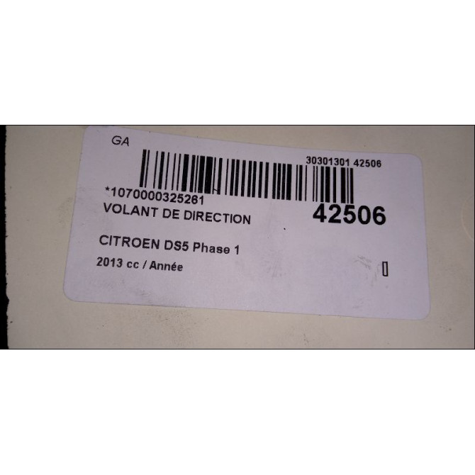 Volant de direction occasion CITROEN DS5 Phase 1 06-2011->... 98002842ZQ 2
