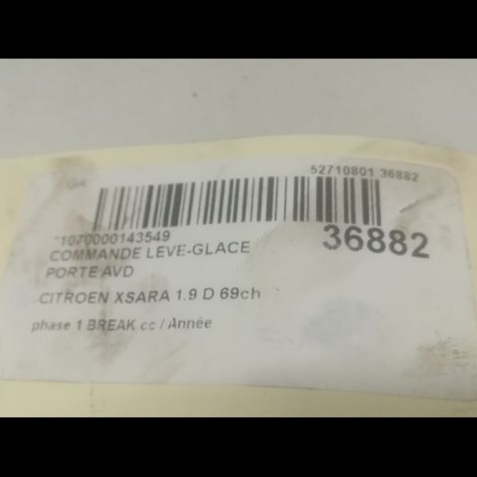 Commande lève-glace porte avant droite occasion CITROEN XSARA phase 1 BREAK 02-1998->09-2000 1.9 D 69ch 6552TA 3