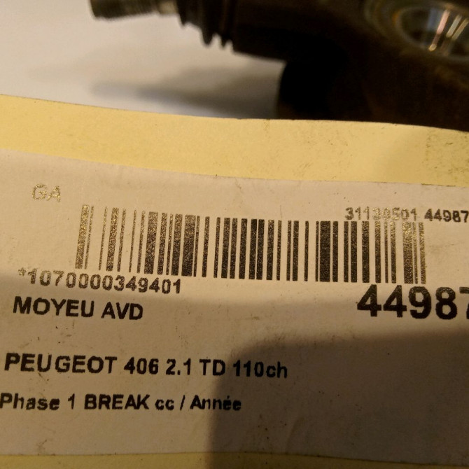 Moyeu avd occasion PEUGEOT 406 Phase 1 04-1995->04-1999 2.1 TD 110ch 330785 4